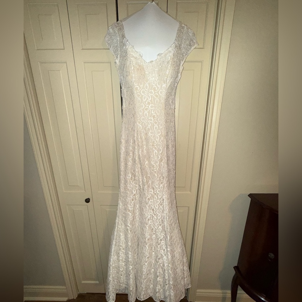 Elegant Cream Lace Mermaid Gown